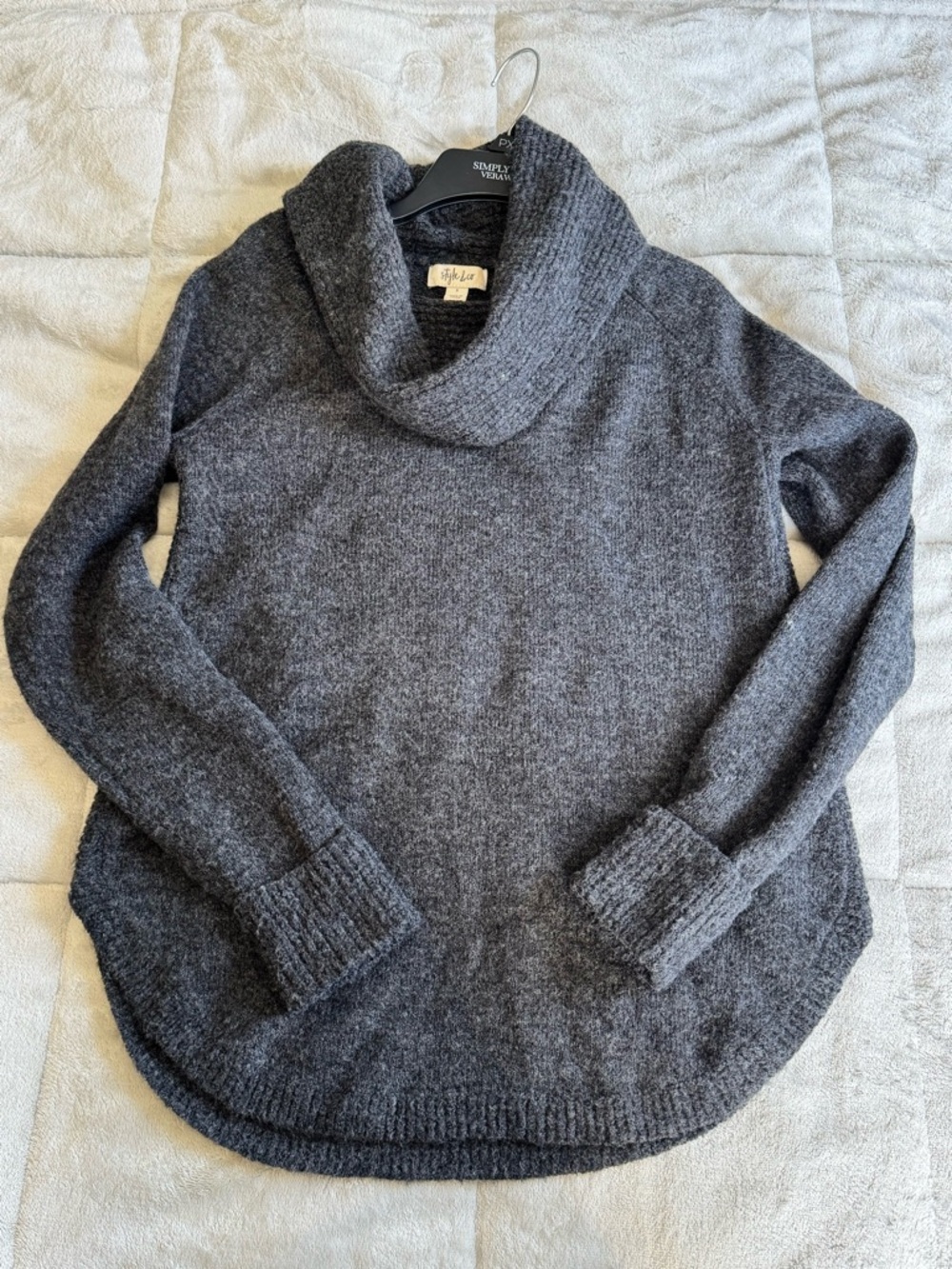 Style & Co. Charcoal Gray Cowl Neck Sweater